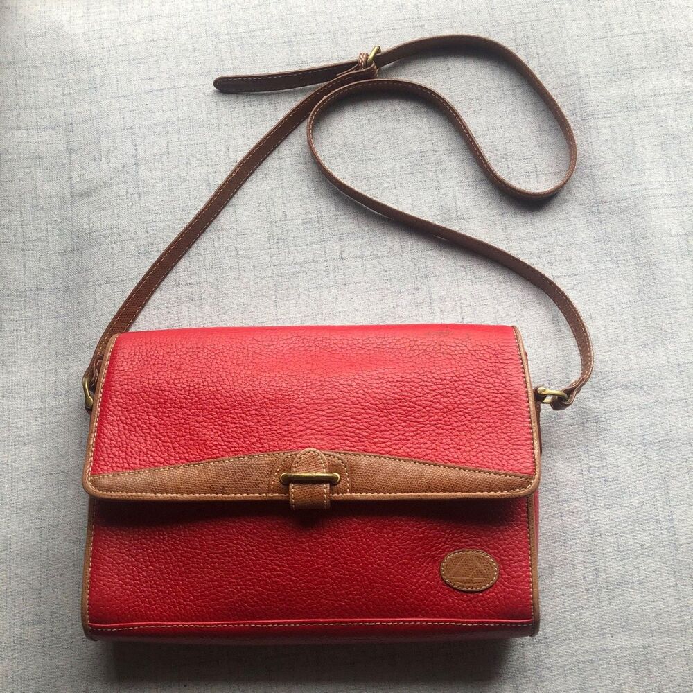 Vintage 1985 LIZ CLAIBORNE Red Leather crossbody